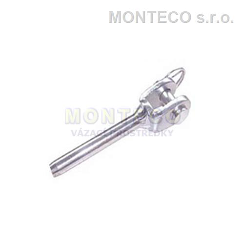 Nerez lanová koncovka lisovací s vidlicí 6 mm, A4