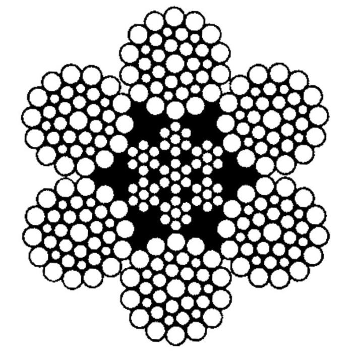 Ocelové lano pr. 18 mm 6x36, Seal-Warrington, zinek