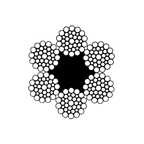 Ocelové lano pr. 12 mm 6x36WS + FC  zinek